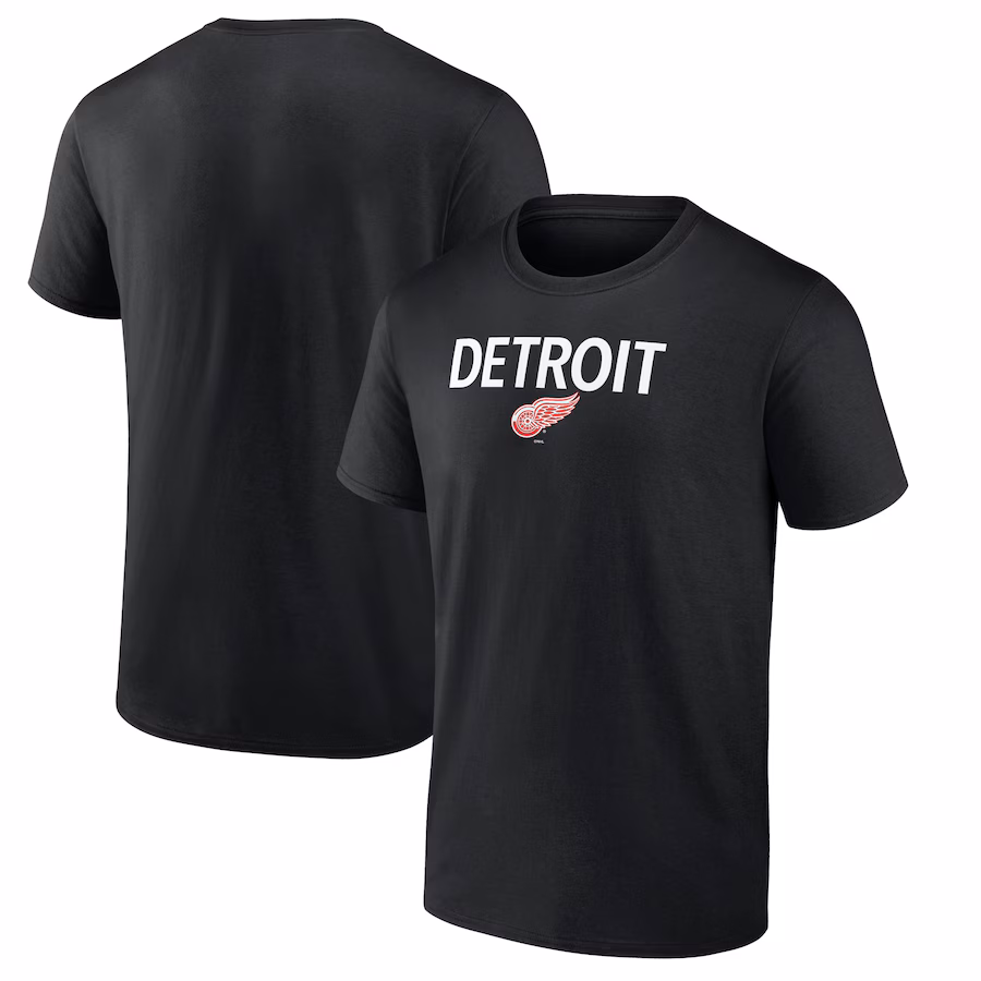 Men's Detroit Red Wings Black Team Primary Logo Graphic T-Shirt - Jersey