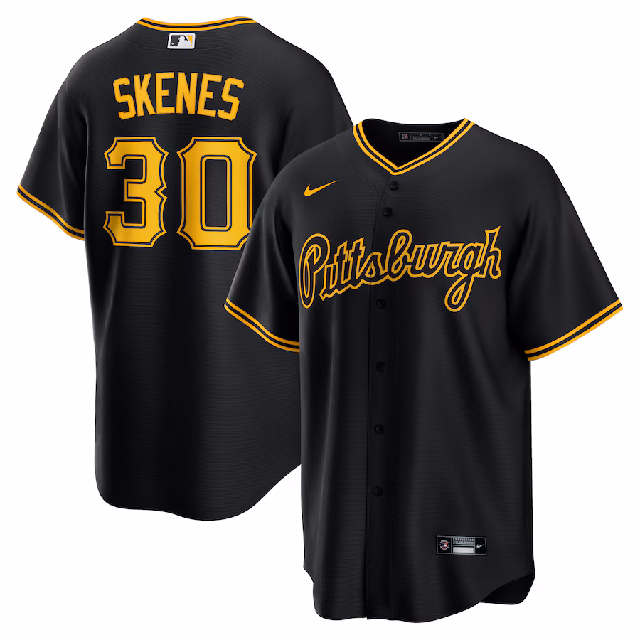 Men's Pittsburgh Pirates Paul Skenes Nike Black Alternate 2 Replica Jersey - Jersey