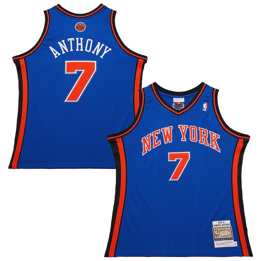 Men's New York Knicks Carmelo Anthony Mitchell & Ness Blue 2010/11 Hardwood Classics Authentic Jersey - Jersey