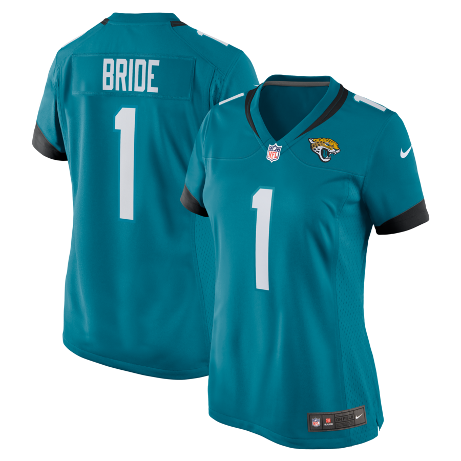 Women's Jacksonville Jaguars Number 1 Bride Nike Teal Game Jersey - Jersey