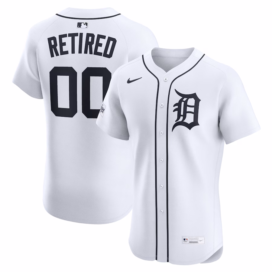 Men's Detroit Tigers Nike White Home Elite Sponsor Patch Pick-A-Player Retired Roster Jersey - Jersey