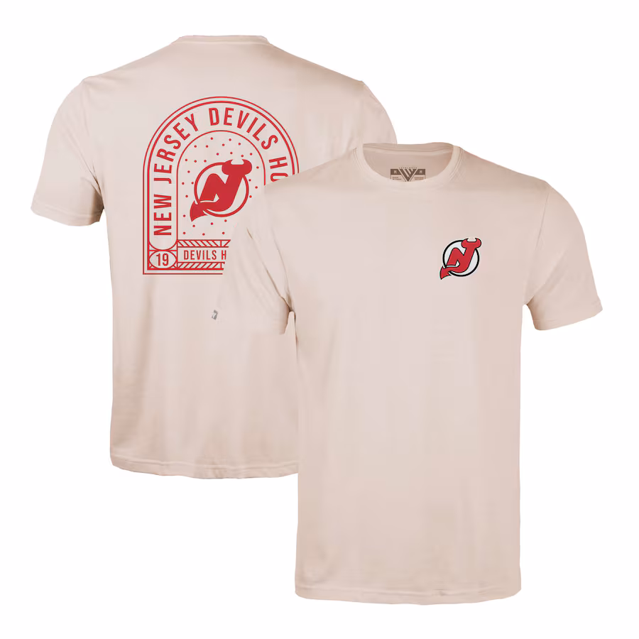 Men's New Jersey Devils Levelwear Khaki Richmond Stained Glass T-Shirt - Jersey