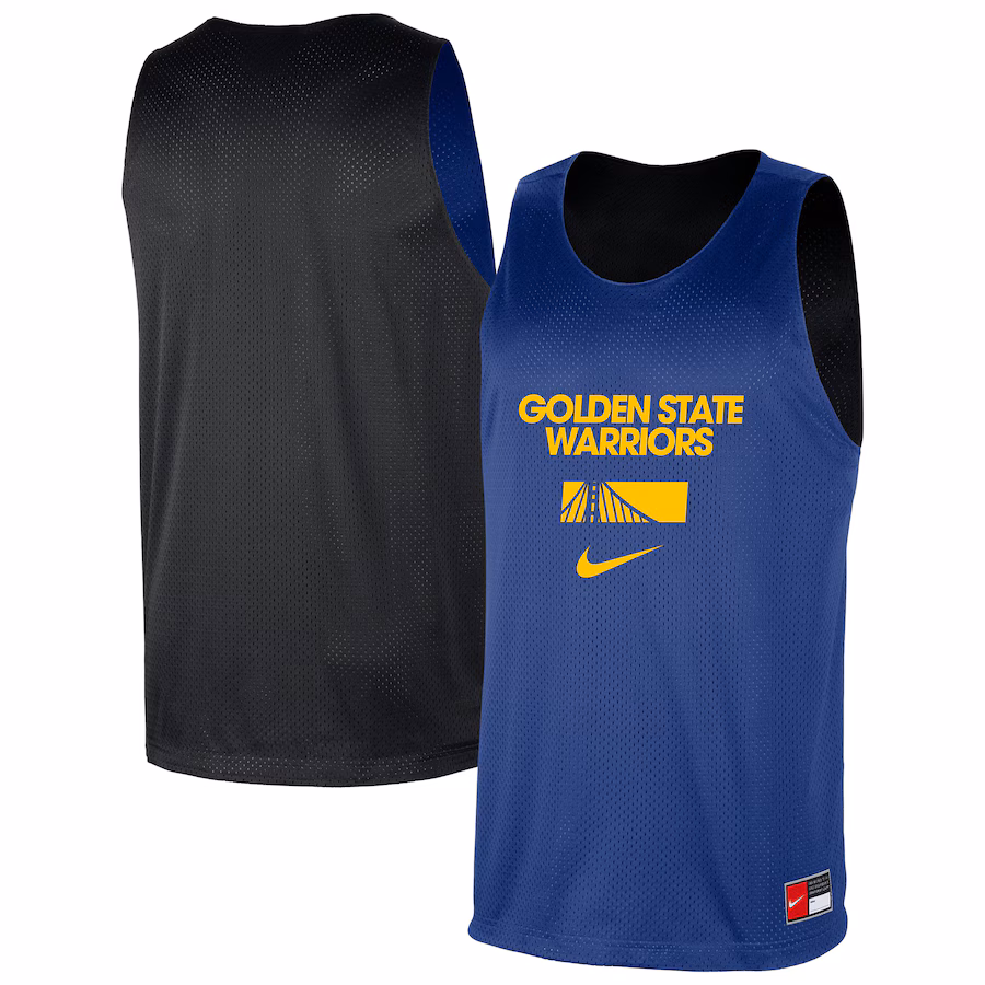 Men's Golden State Warriors Nike Royal/Black Courtside Reversible Mesh Practice Jersey - Jersey