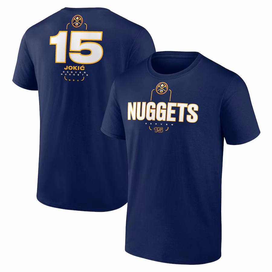 Men's Denver Nuggets Nikola Jokic Navy Behind The Back Name & Number T-Shirt - Jersey