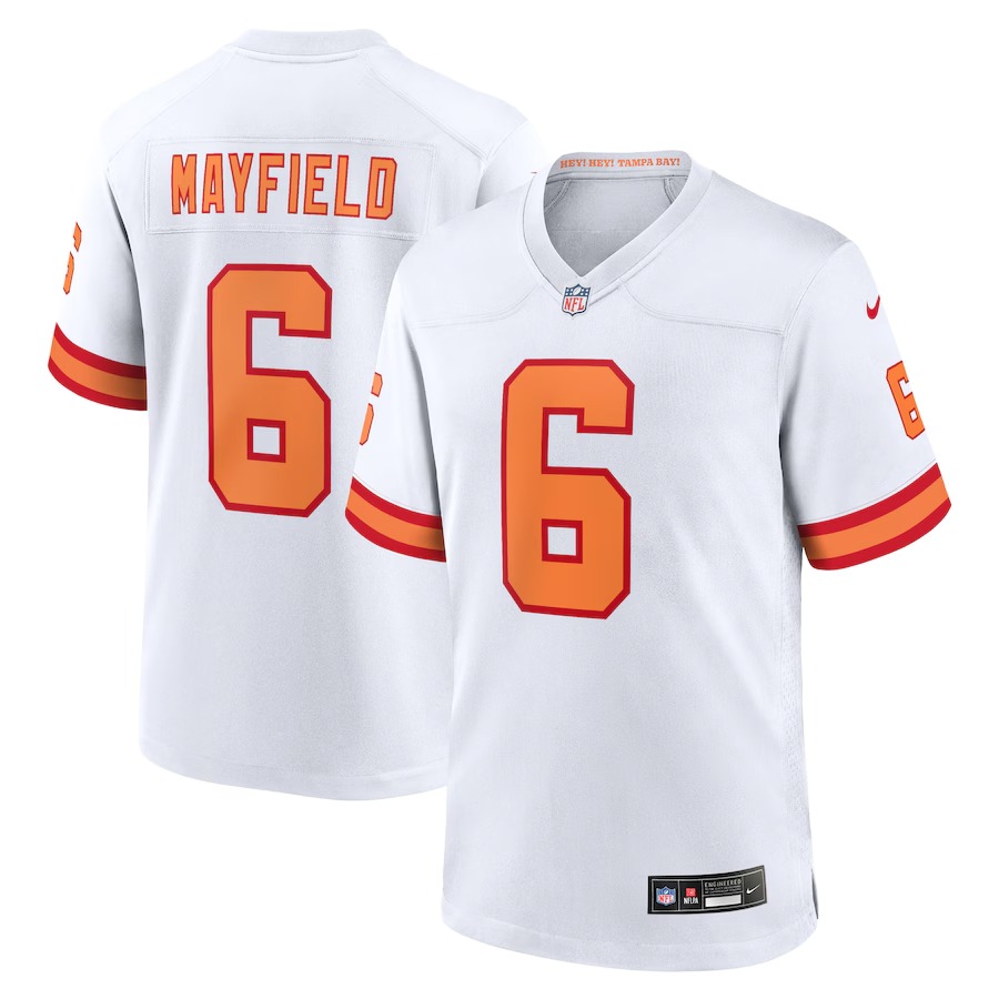 Men's '76 Tampa Bay Buccaneers Baker Mayfield Nike White Player Game Jersey - Jersey