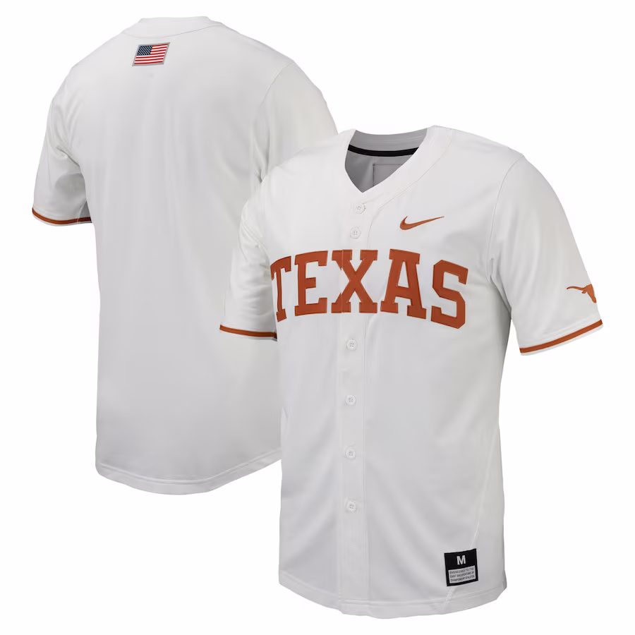 Texas Longhorns Nike Replica Full-Button Baseball Jersey - White - Jersey