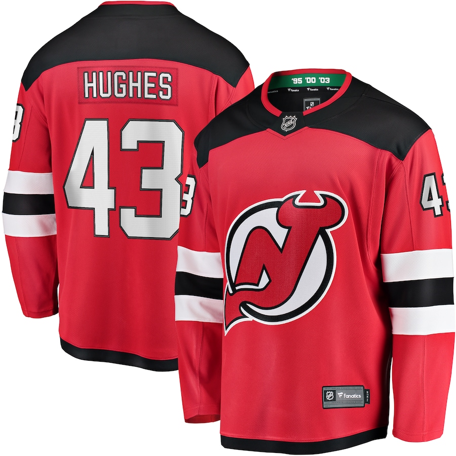 Men's New Jersey Devils Luke Hughes Fanatics Red Home Breakaway Player Jersey - Jersey