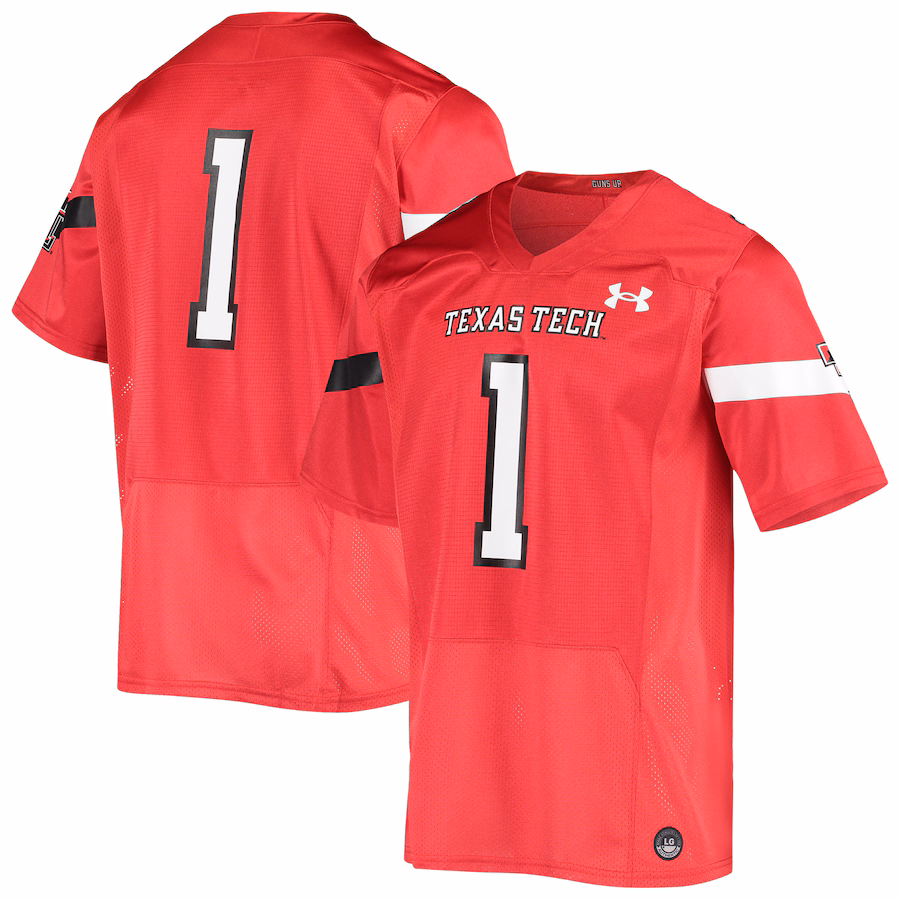Men's Under Armour #1 Red Texas Tech Red Raiders Logo Replica Football Jersey - Jersey