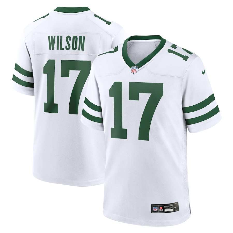 Men's New York Jets Garrett Wilson Nike Legacy White Game Jersey - Jersey