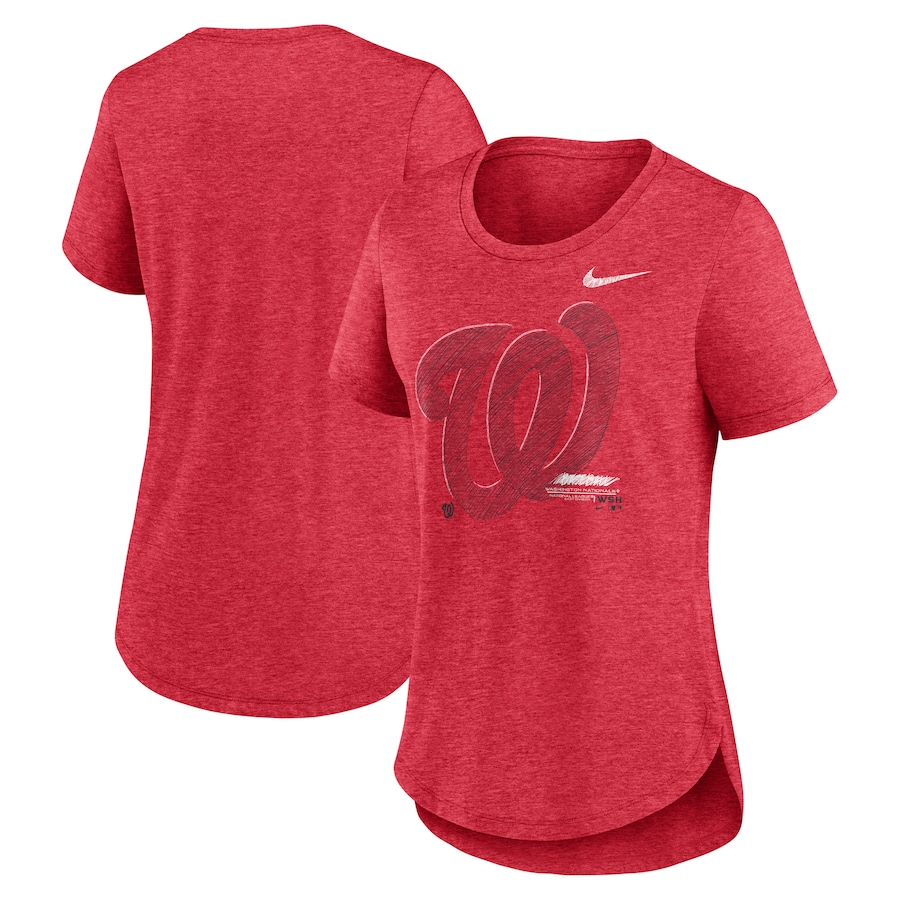 Women's Washington Nationals Nike Heather Red Touch Tri-Blend T-Shirt - Jersey