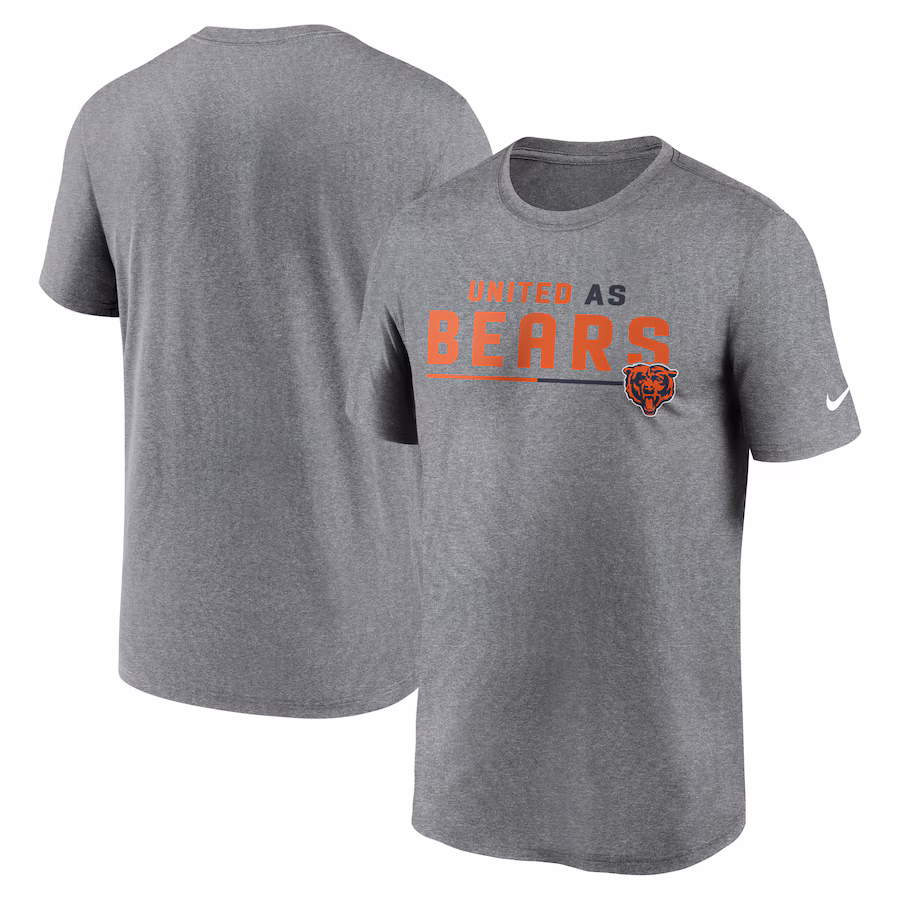 Men's Chicago Bears Nike Heather Gray Legend Team Shoutout Performance T-Shirt - Jersey