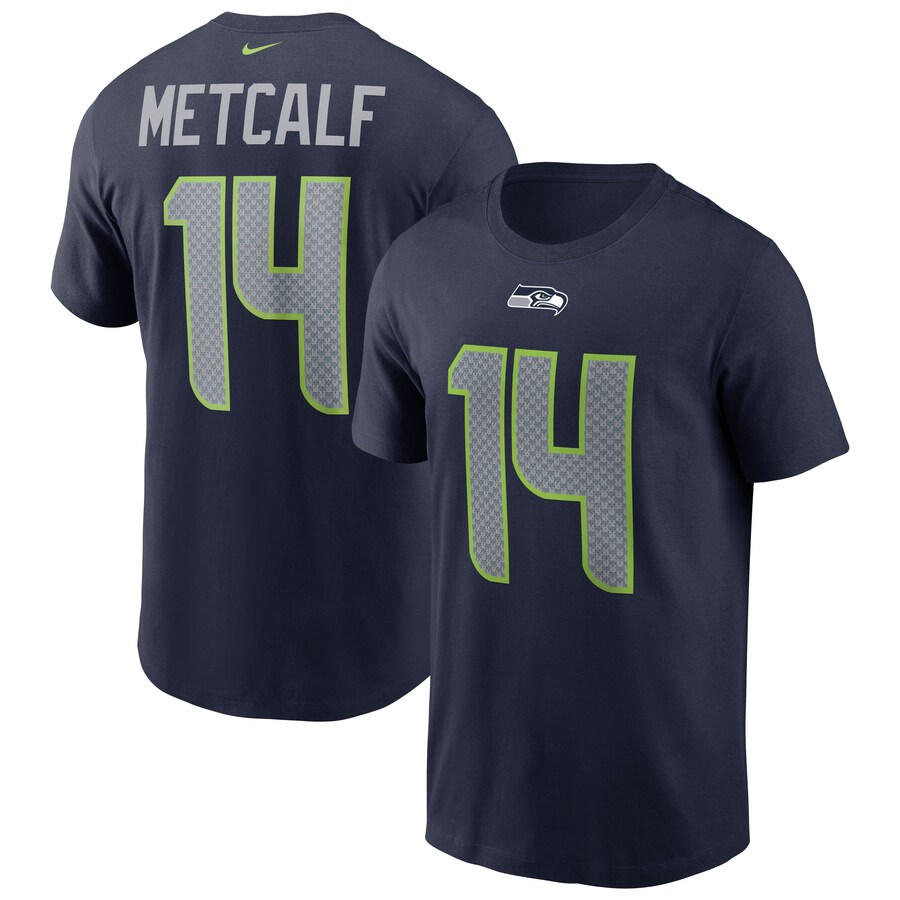 Men's Seattle Seahawks DK Metcalf Nike College Navy Name & Number T-Shirt - Jersey
