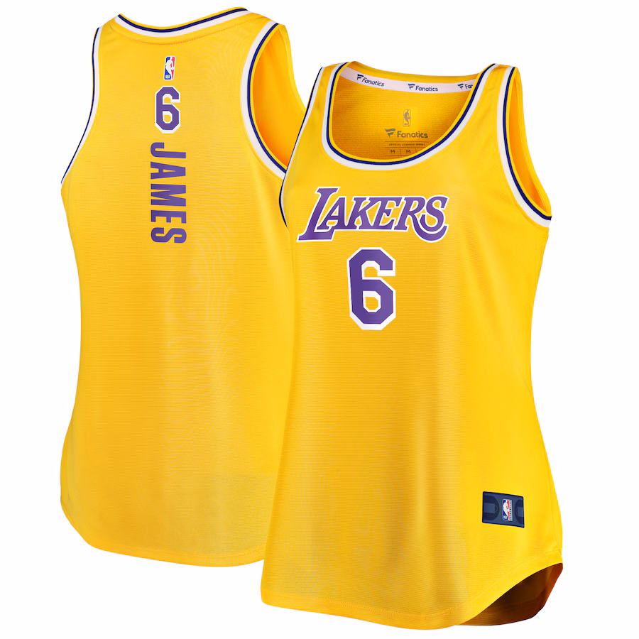 Women's Los Angeles Lakers LeBron James Fanatics Gold Fast Break Tank Jersey - Icon Edition - Jersey