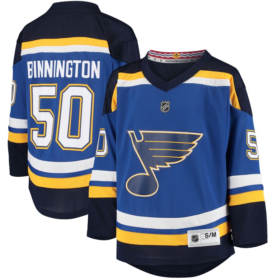 Youth St. Louis Blues Jordan Binnington Blue Home Replica Player Jersey - Jersey