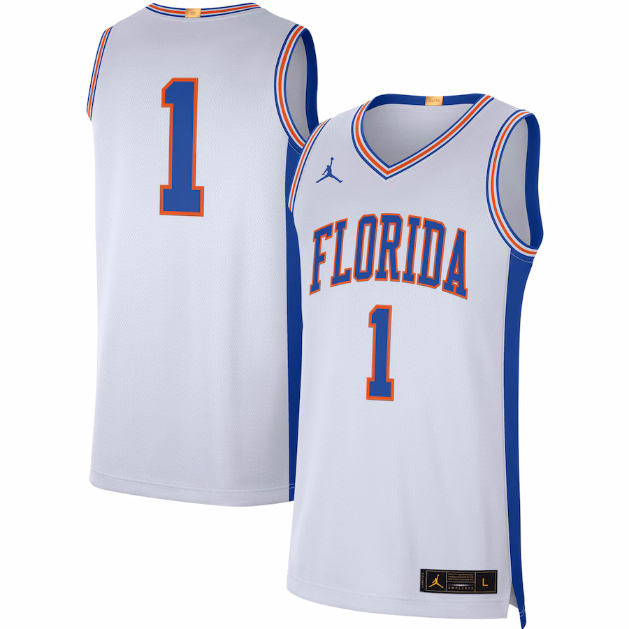 Men's Jordan Brand #1 White Florida Gators Retro Limited Jersey - Jersey
