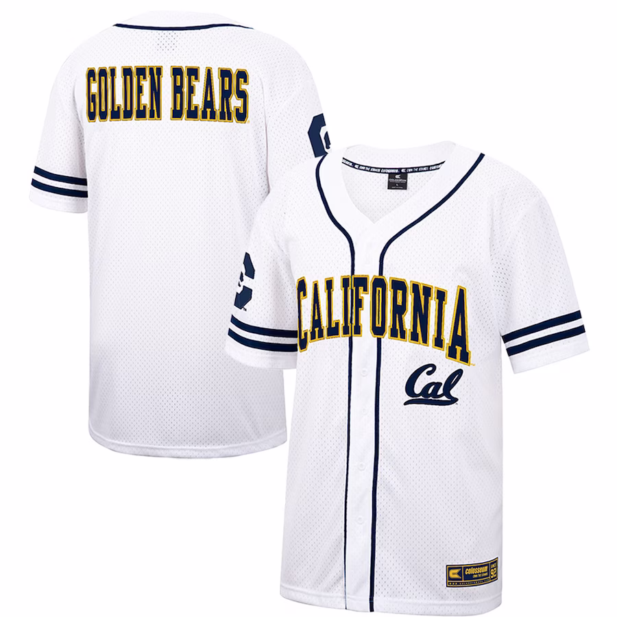 Cal Bears Colosseum Free Spirited Mesh Button-Up Baseball Jersey - White - Jersey