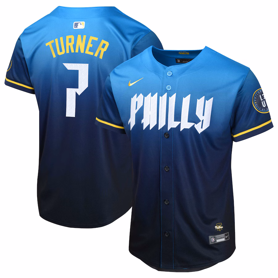 Youth Philadelphia Phillies Trea Turner Nike Blue 2024 City Connect Limited Player Jersey - Jersey