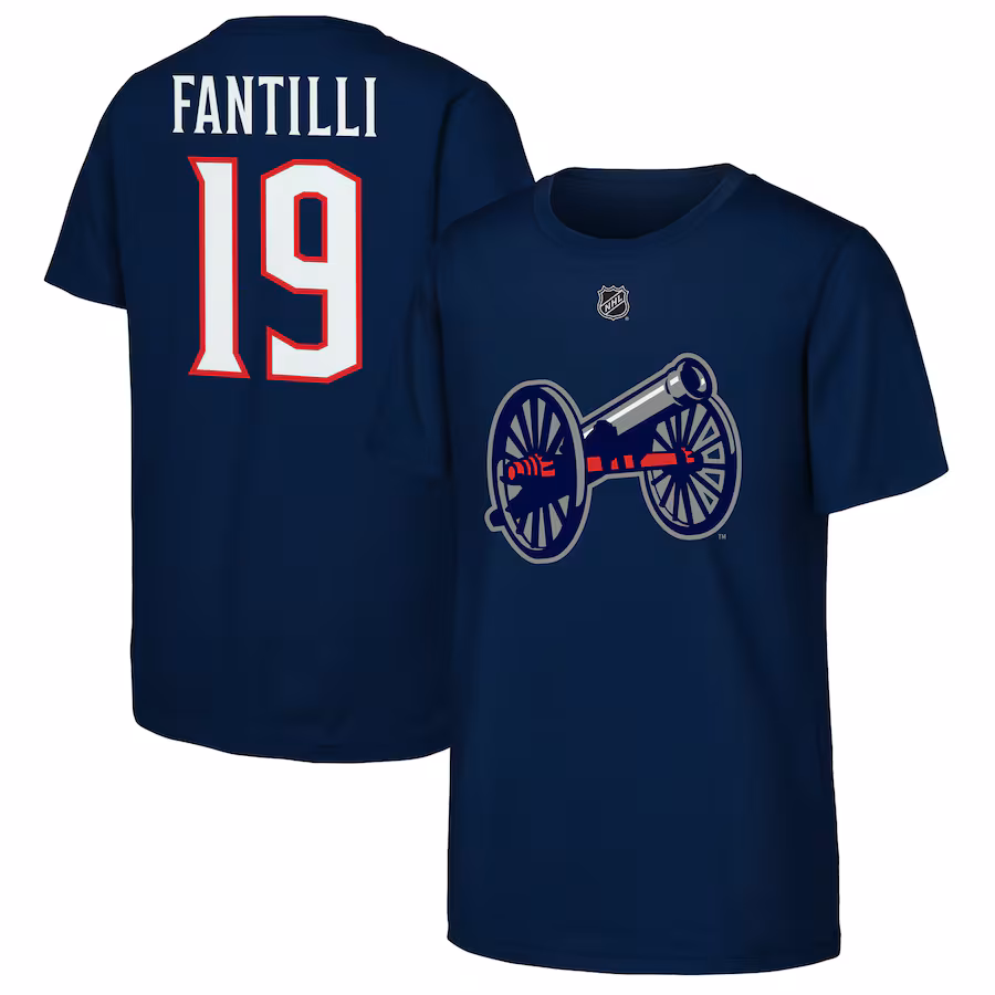 Youth Columbus Blue Jackets Adam Fantilli Navy 2025 NHL Stadium Series Replica Player Name & Number T-Shirt - Jersey