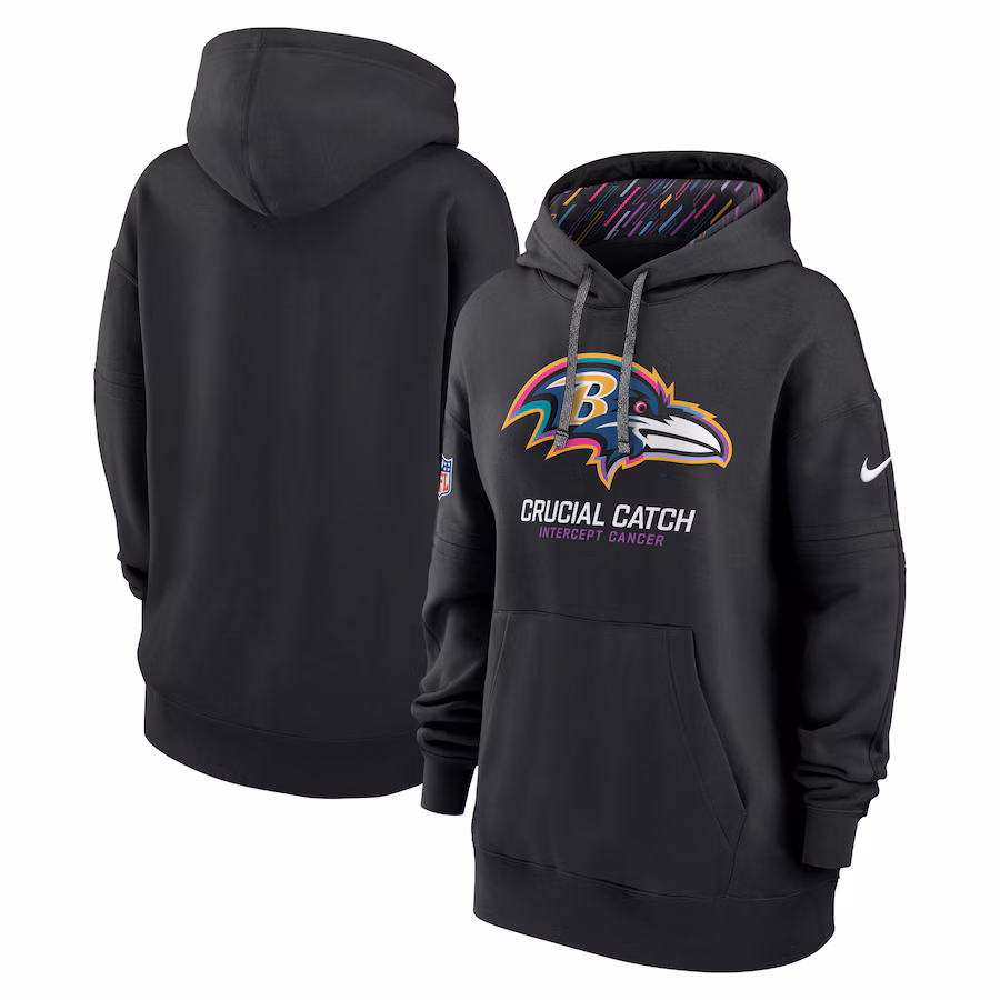 Women's Baltimore Ravens  Nike Black 2024 NFL Crucial Catch Club Pullover Hoodie - Jersey