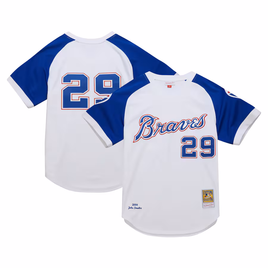 Men's Atlanta Braves John Smoltz Mitchell & Ness White 2004 Cooperstown Collection Authentic Throwback Jersey - Jersey