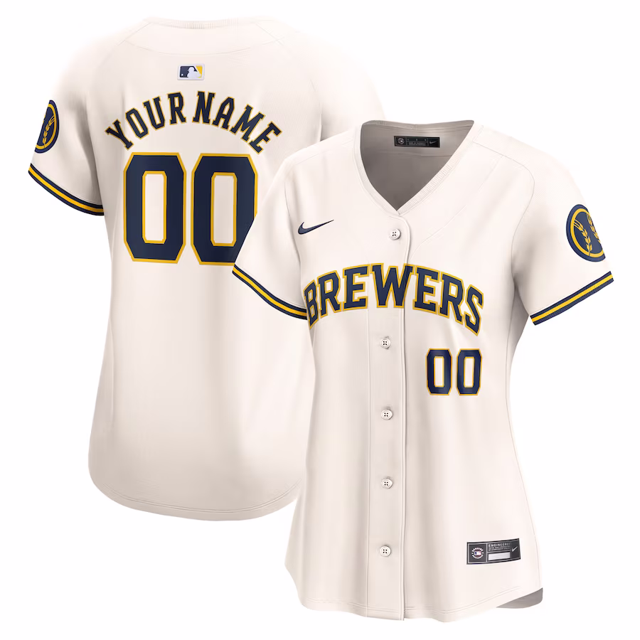Women's Milwaukee Brewers Nike Cream Home Limited Custom Jersey - Jersey