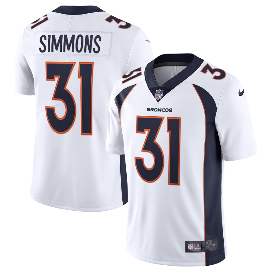 Men's Denver Broncos Justin Simmons Nike White Vapor Limited Jersey - Jersey