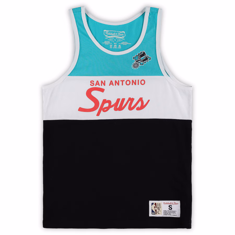 Youth San Antonio Spurs Mitchell & Ness Black Hardwood Classics Special Script Tank Top - Jersey