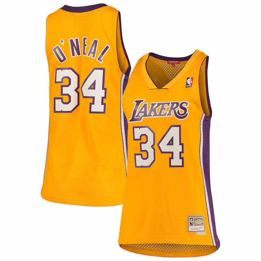 Women's Los Angeles Lakers Shaquille O'Neal Mitchell & Ness Gold 1999/00 Hardwood Classics Swingman Jersey - Jersey