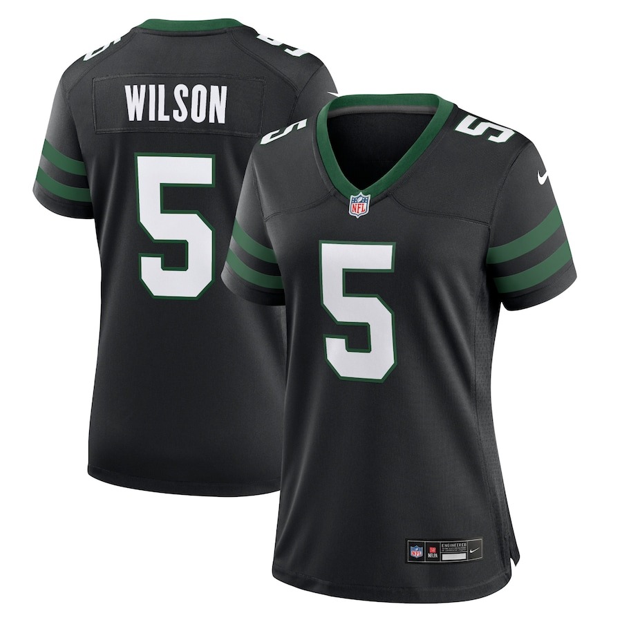 Women's New York Jets Garrett Wilson Nike Legacy Black Alternate Game Jersey - Jersey