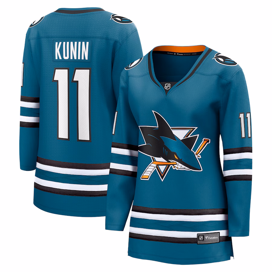 Women's San Jose Sharks Luke Kunin Fanatics Teal Home Breakaway Player Jersey - Jersey
