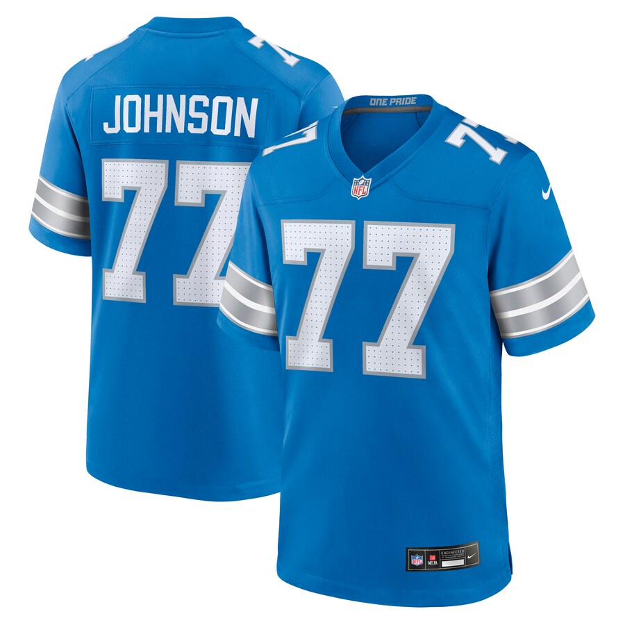 Men's Detroit Lions Zack Johnson Nike Blue Team Game Jersey - Jersey