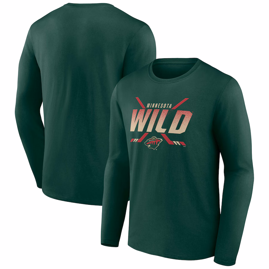 Men's Minnesota Wild Fanatics Green Covert Long Sleeve T-Shirt - Jersey