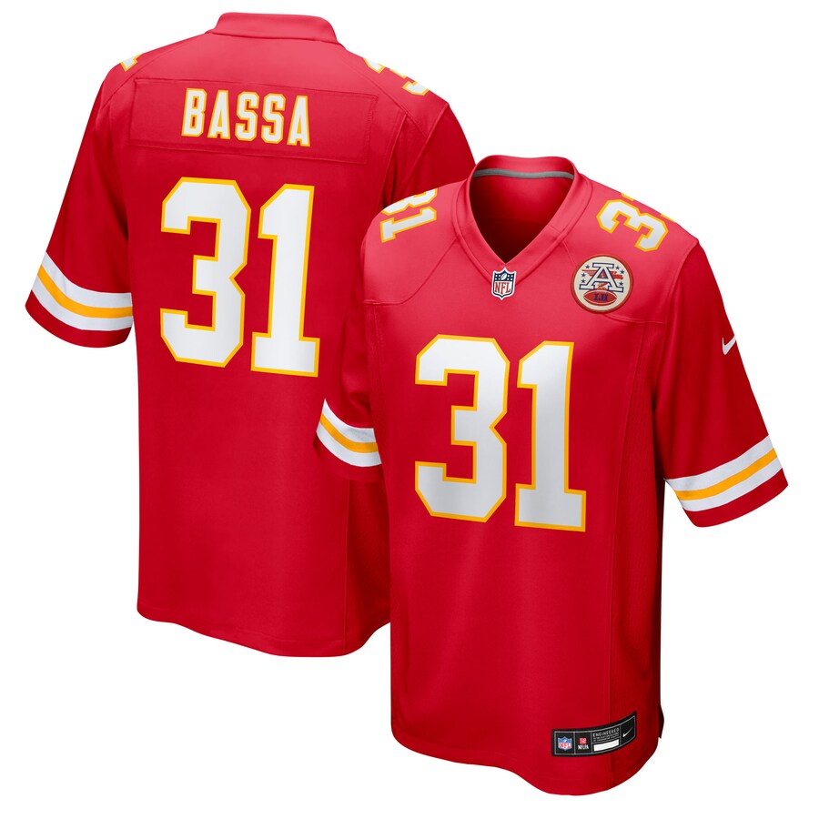 Men's Kansas City Chiefs Jeffrey Bassa Nike Red Team Game Jersey - Jersey