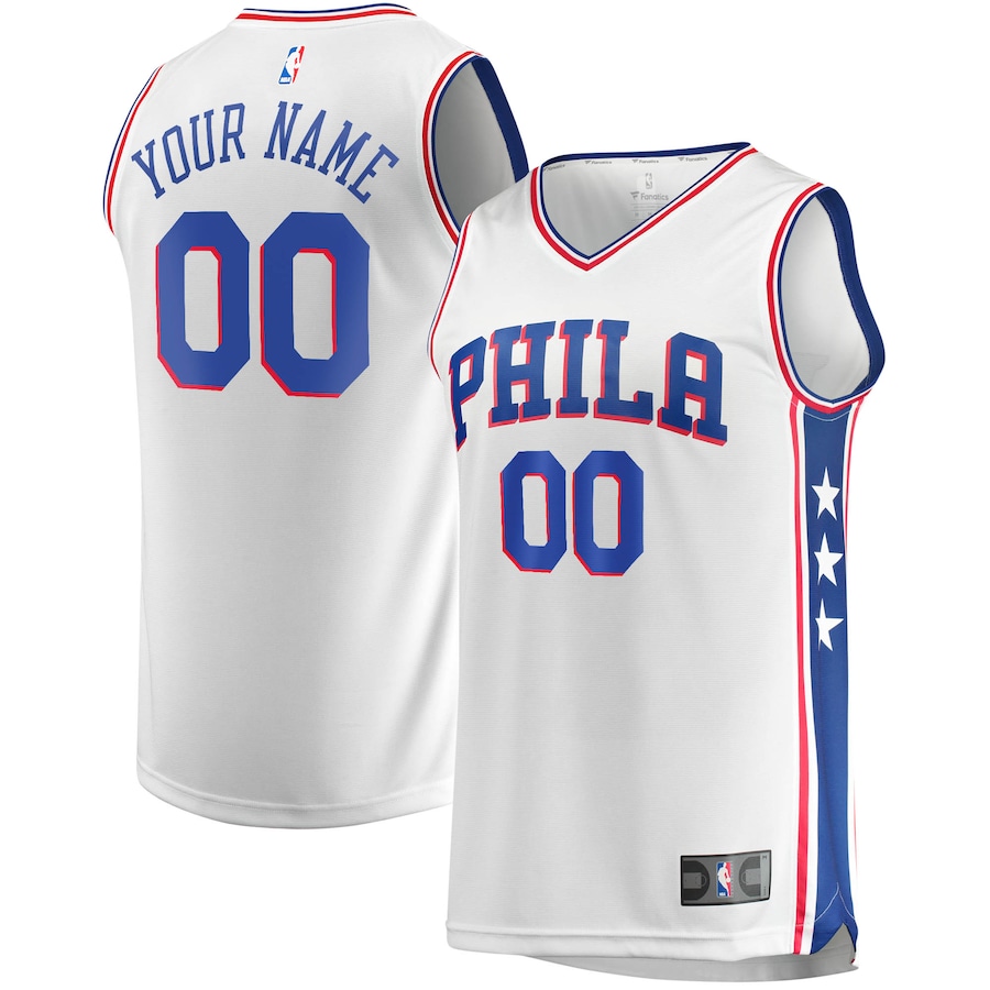 Youth Philadelphia 76ers Fanatics White Fast Break Custom Replica Jersey - Association Edition - Jersey