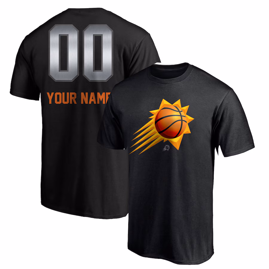 Men's Phoenix Suns Black Midnight Mascot Personalized Name & Number T-Shirt - Jersey