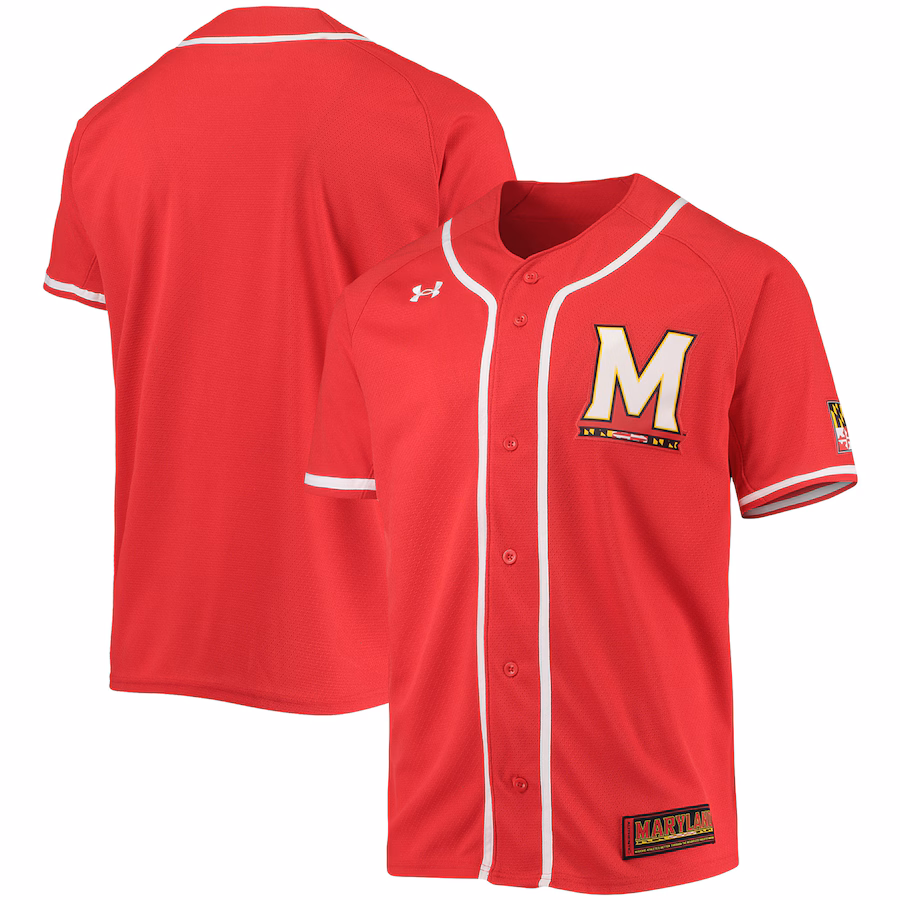 Men's Under Armour Red Maryland Terrapins Replica Baseball Jersey - Jersey