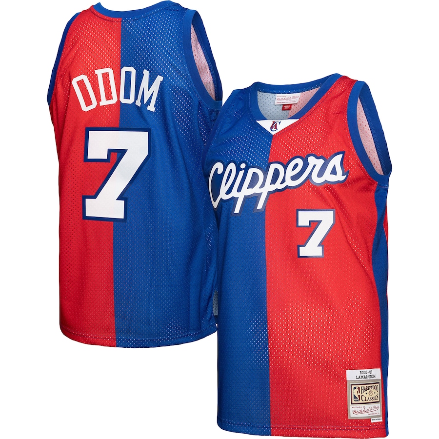 Men's LA Clippers Lamar Odom Mitchell & Ness Royal/Red Hardwood Classics 2000/01 Split Swingman Jersey - Jersey