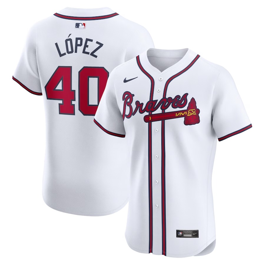 Men's Atlanta Braves Reynaldo Lopez Nike White Home Elite Player Jersey - Jersey