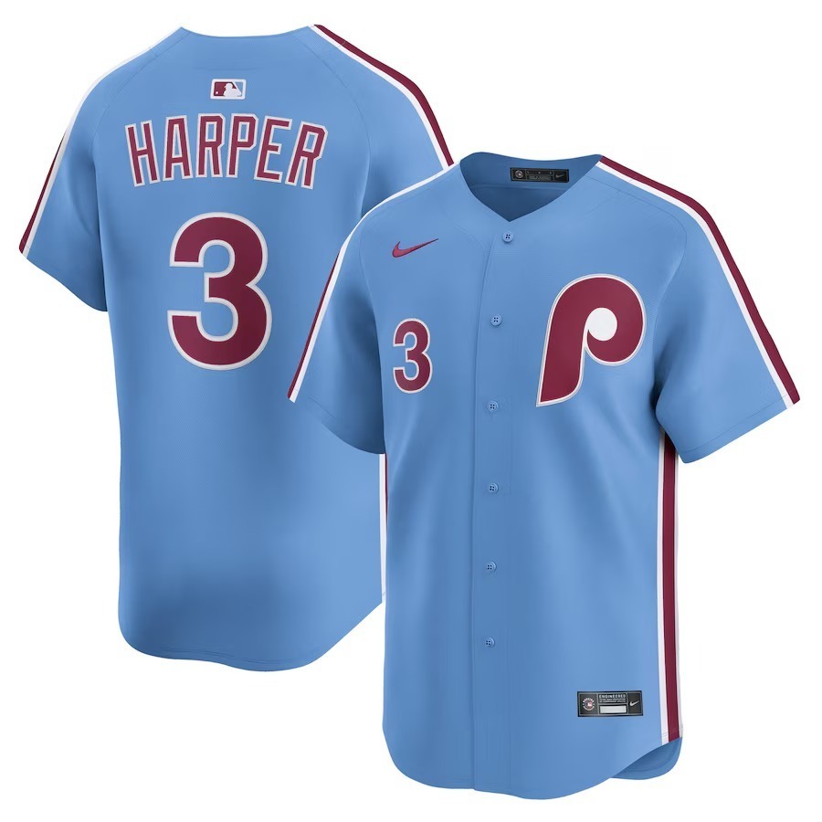 Men's Philadelphia Phillies Bryce Harper Nike Light Blue Alternate Limited Player Jersey - Jersey