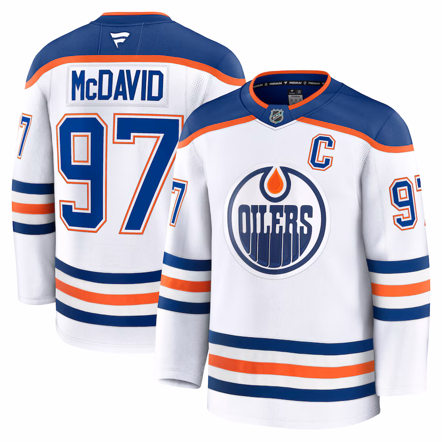 Men's Edmonton Oilers Connor McDavid Fanatics White Away Premium Jersey - Jersey