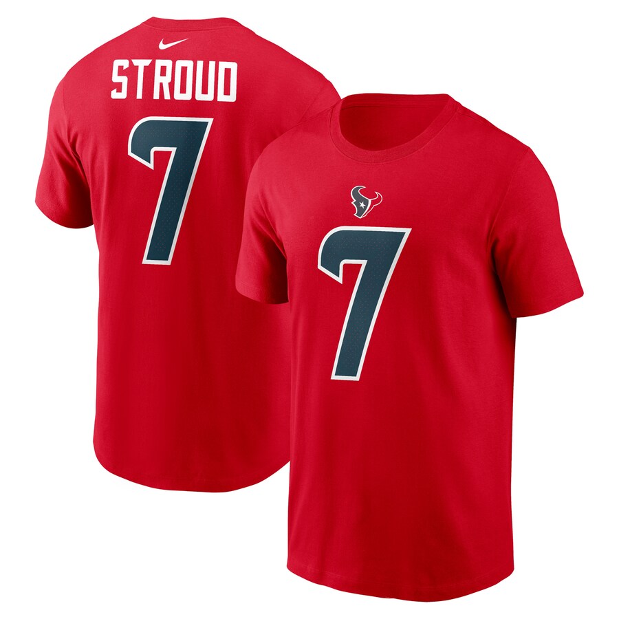 Men's Houston Texans C.J. Stroud Nike Red Player Name & Number T-Shirt - Jersey