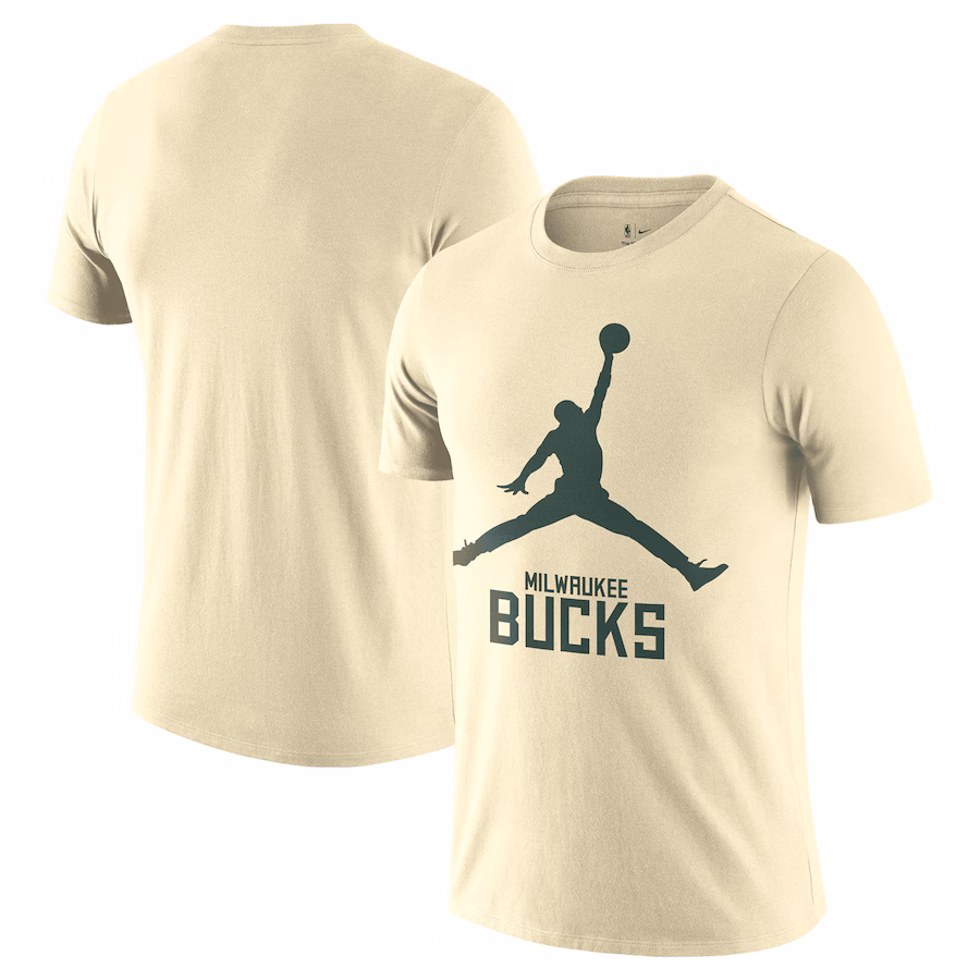Men's Milwaukee Bucks Nike Cream Essential Jumpman T-Shirt - Jersey