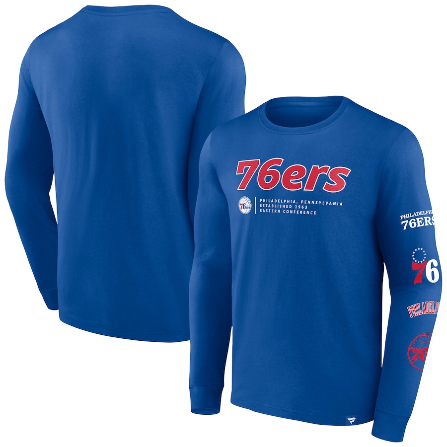 Men's Philadelphia 76ers Fanatics Royal Baseline Long Sleeve T-Shirt - Jersey