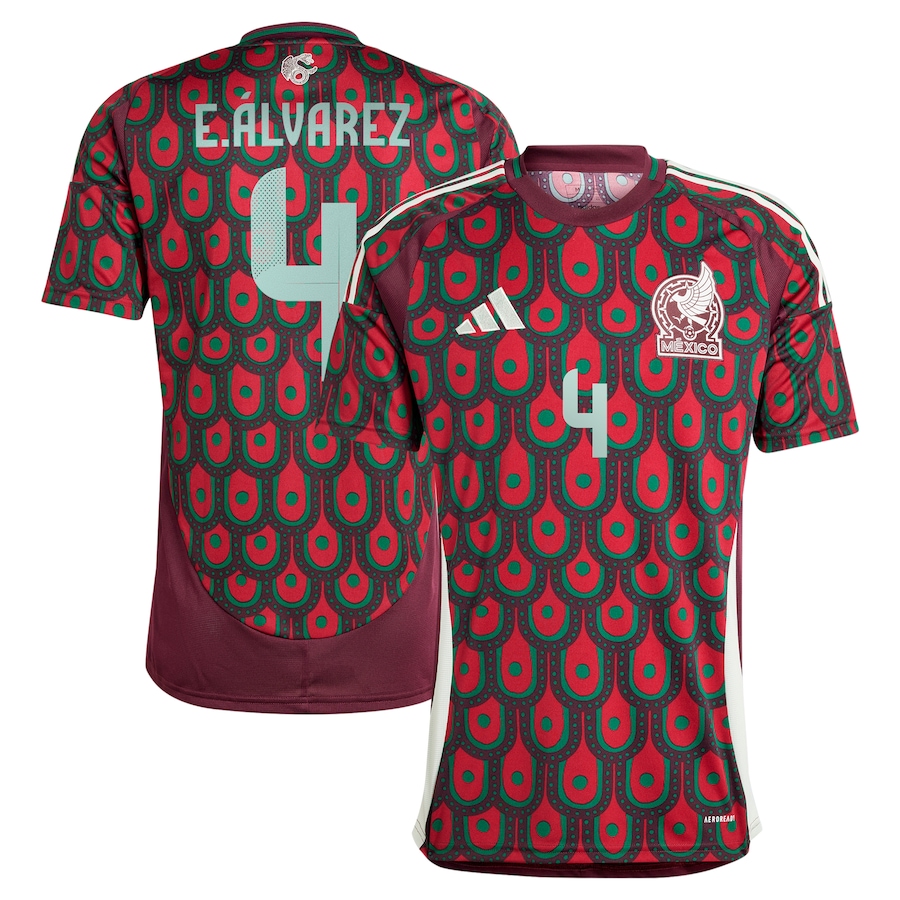 Men's Mexico National Team Edson Alvarez adidas Burgundy 2024 Home Replica Player Jersey - Jersey