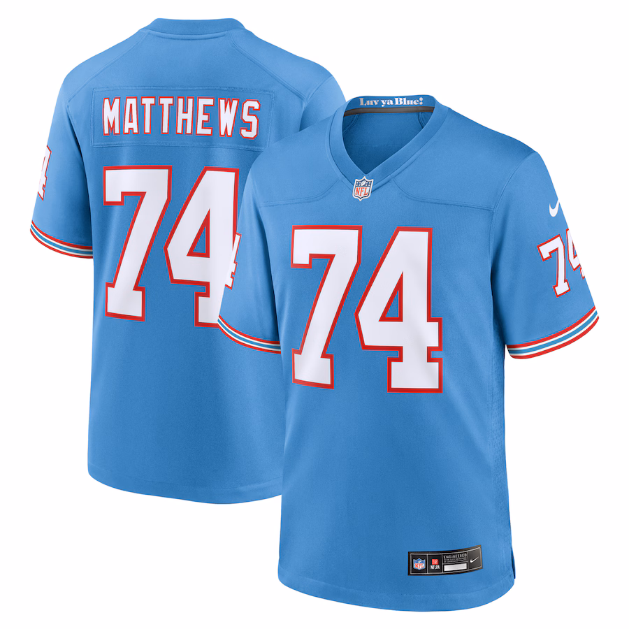 Men's Tennessee Titans Bruce Matthews Nike Light Blue Retired Player Alternate Game Jersey - Jersey