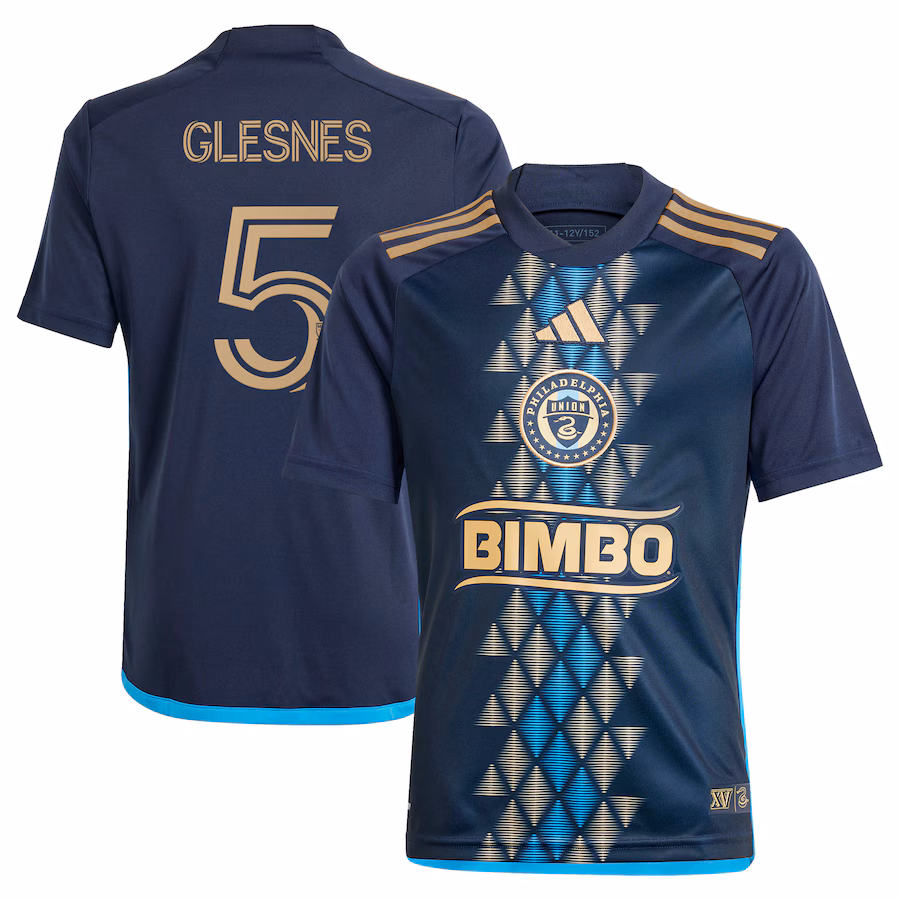 Youth Philadelphia Union Jakob Glesnes adidas Navy 2024 The XV Kit Replica Player Jersey - Jersey