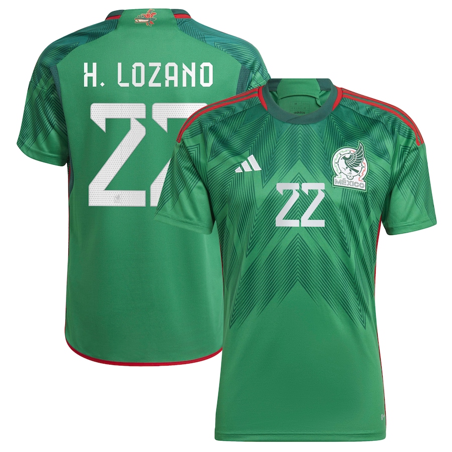 Men's Mexico National Team Hirving Lozano adidas Green 2022/23 Home Replica Jersey - Jersey