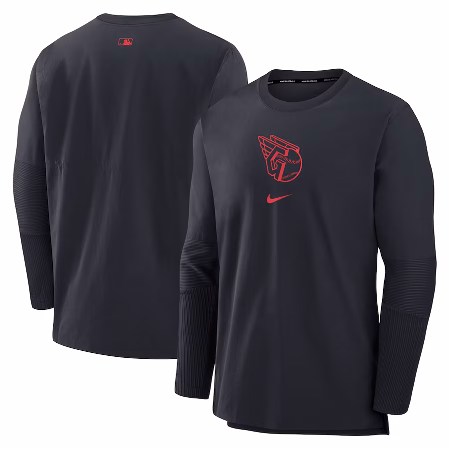 Men's Cleveland Guardians Nike Navy Authentic Collection Player Performance Pullover Sweatshirt - Jersey
