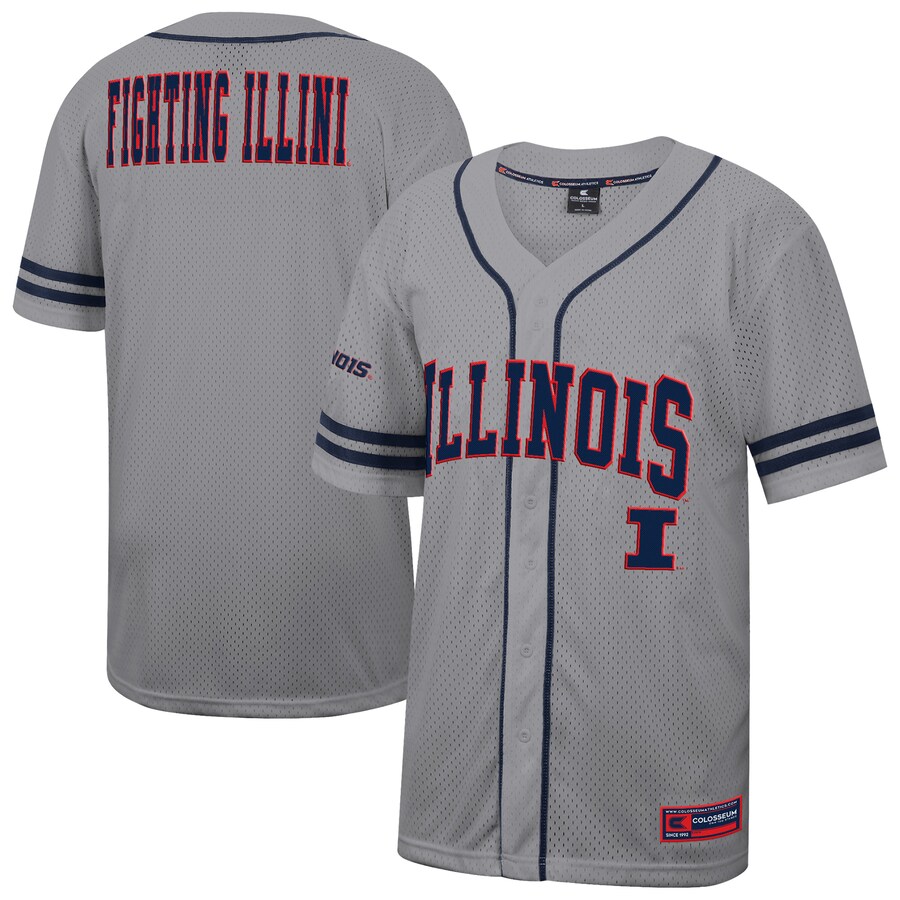 Men's Colosseum Gray Illinois Fighting Illini Free Spirited Baseball Jersey - Jersey