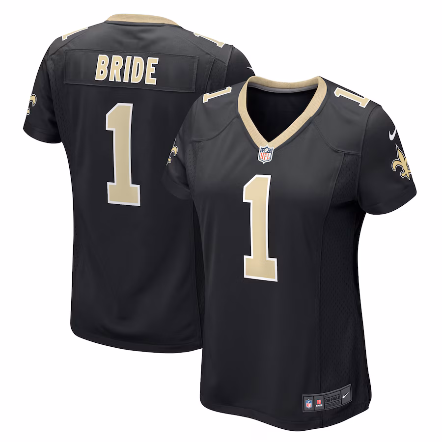 Women's New Orleans Saints Number 1 Bride Nike Black Game Jersey - Jersey